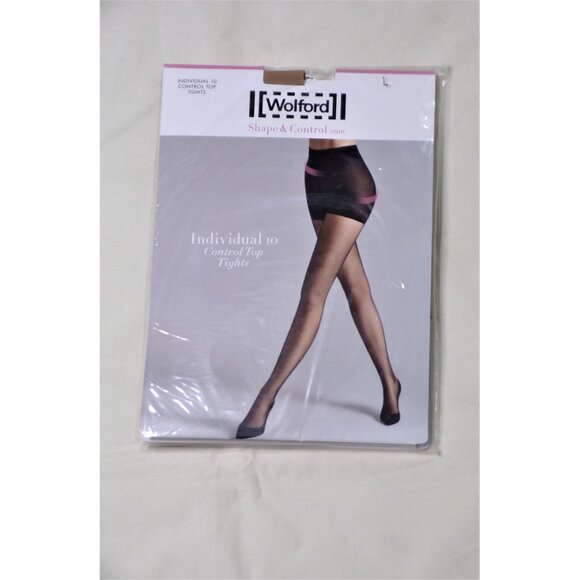 🆕WOLFORD Individual 10 Control Top Tights Pantyhose Sand (Beige) Size Large - Picture 1 of 5